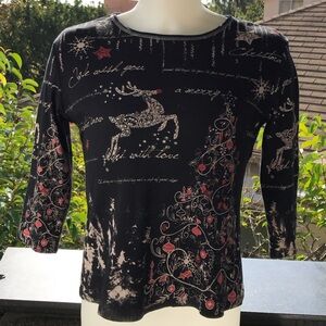 Elegant Black and Red Holiday Women's Top